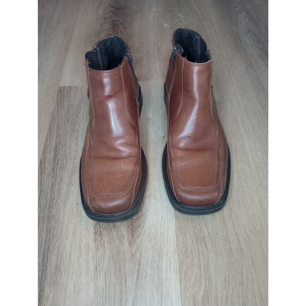 Vintage 90s Structure Italian Leather Chelsea Boots Square Toe - Size 8.5 D